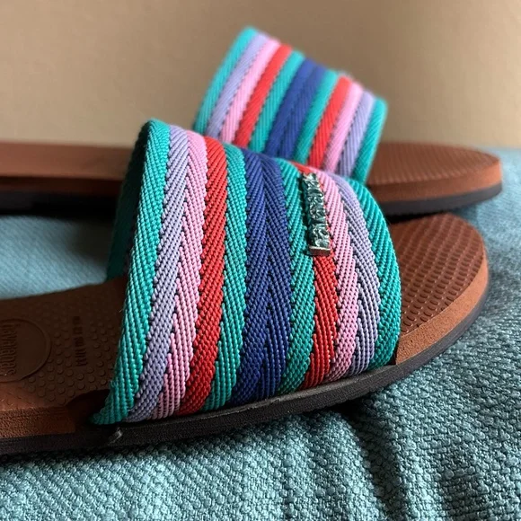 LIKE NEW Havaianas You Malta Mix Colorful Stripes Beach Slide Sandals Flip Flops - Picture 2 of 13